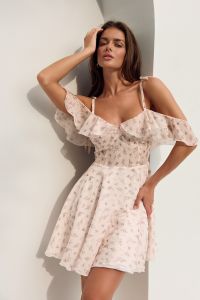 Платье Monica, розовый цветочный принт - 0